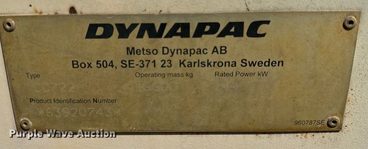 image for item OG9634 2003 Dynapac  CC722 double drum vibratory roller