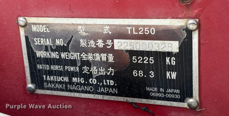 image for item OG9639 2009 Takeuchi TL250 tracked skid steer loader