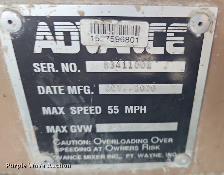 image for item OJ9811 2001 Terex  Advance  ready mix truck