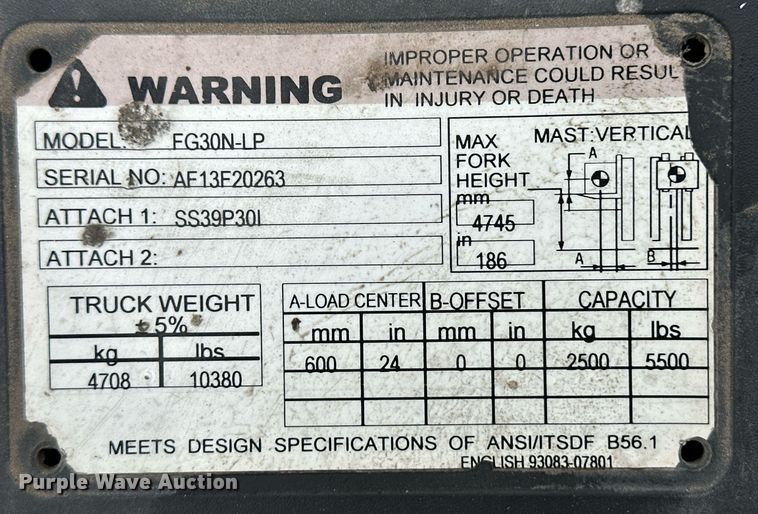 image for item OM9618 Mitsubishi FG30N-LP forklift