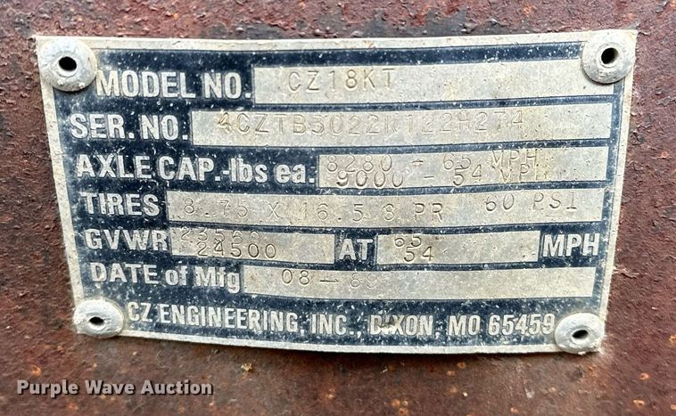 image for item OM9847 1989 CZ Engineering CZ18KT   equipment trailer