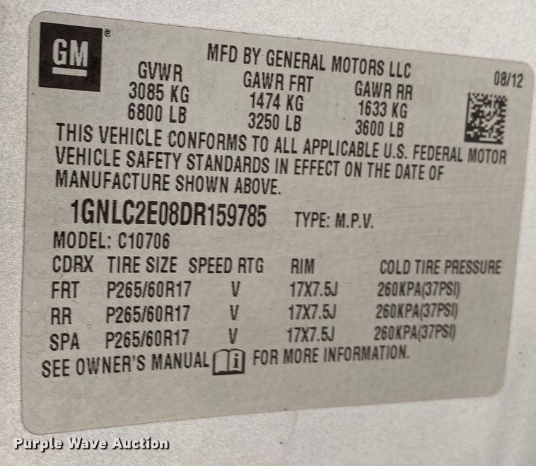 image for item DM1788 2013 Chevrolet  Tahoe Police SUV