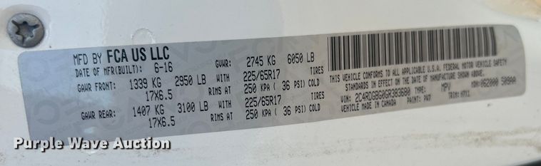 image for item DO6701 2016 Dodge Grand Caravan handicap accessible van