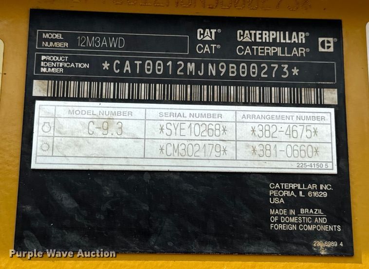 image for item DP6676 2016 Caterpillar  12M3 AWD motor grader