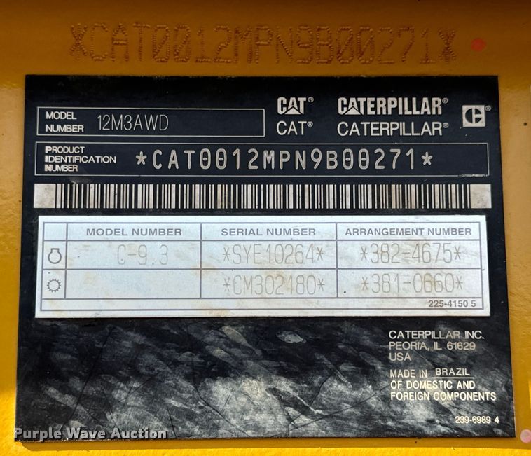 image for item DP6677 2016 Caterpillar  12M3 AWD motor grader