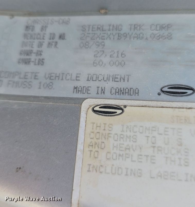 image for item DQ4620 2000 Sterling LT9500 dump truck