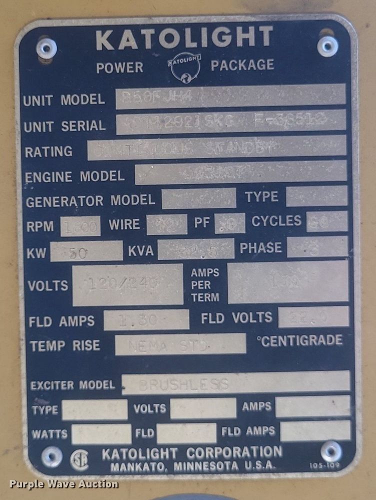 image for item DR4974 Katolight D50F JH4 generator
