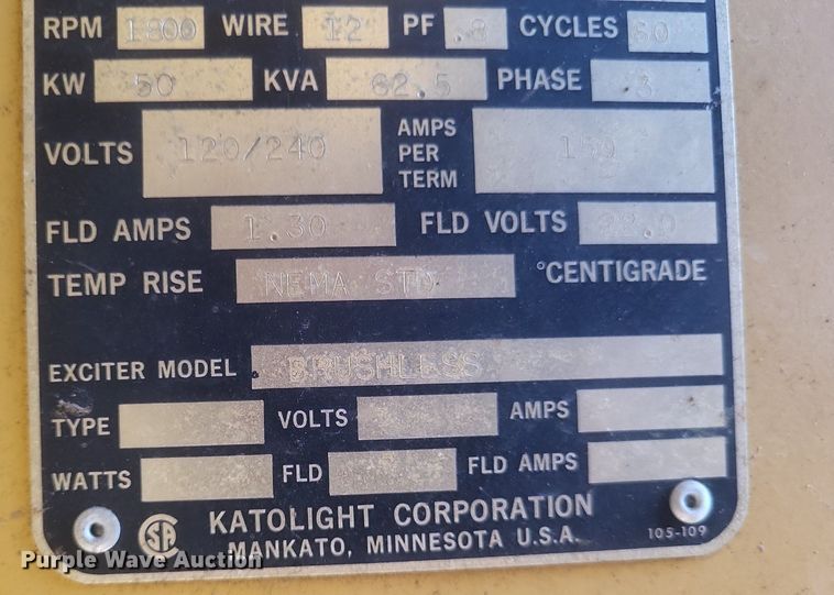 image for item DR4974 Katolight D50F JH4 generator