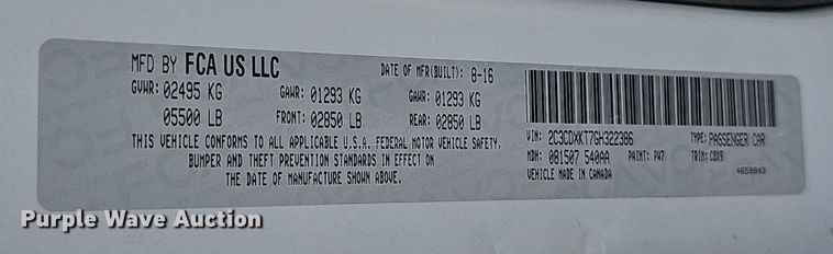 image for item DS4717 2016 Dodge Charger Police 