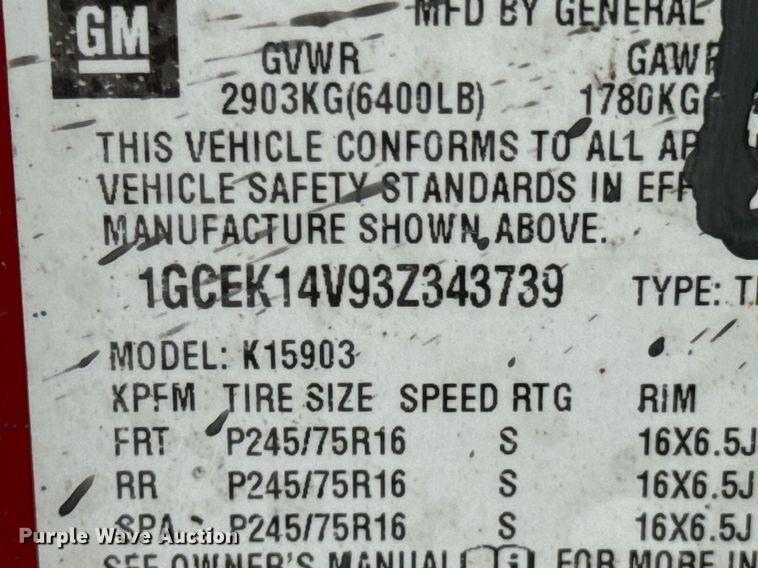 image for item DX1088 2003 Chevrolet Silverado 1500 pickup truck