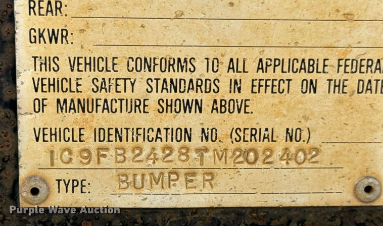 image for item DX1115 1996 Coose Trailer Mfg. equipment trailer