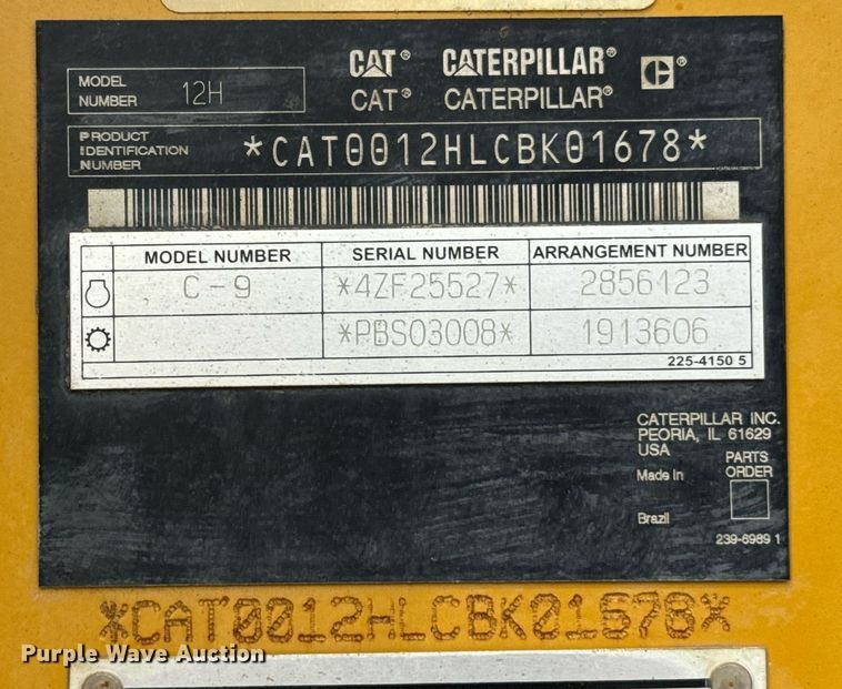 image for item DX1116 2007 Caterpillar 12H motor grader