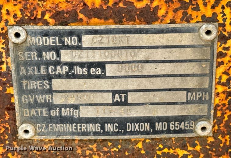 image for item DX1118 1988 CZ Engineering CZ18KT equipment trailer