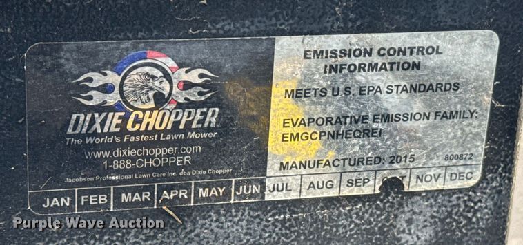 image for item EE7555 2015 Jacobsen Dixie Chopper ZTR lawn mower