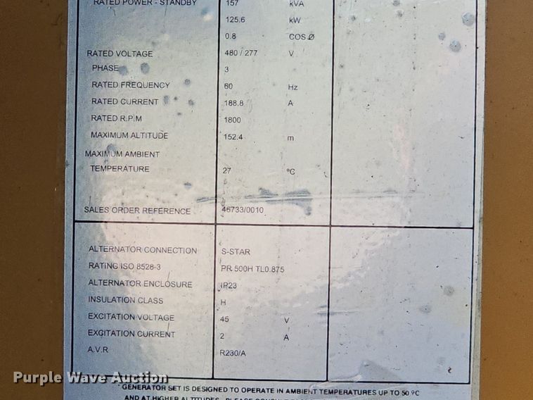 image for item EJ5784 2001 Olympian D125P1 generator