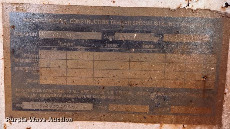 image for item EJ8936 2002 Construction Trailer Specialist  T-42 bottom dump trailer