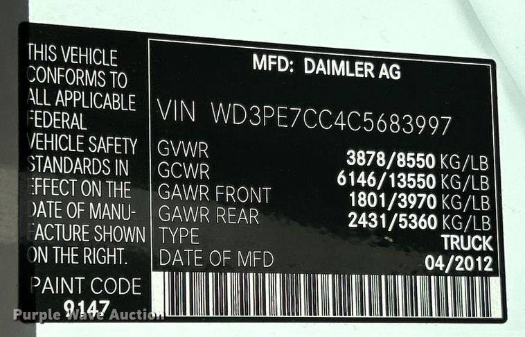 image for item EK3242 2012 Mercedes Benz  Sprinter 2500 ambulance