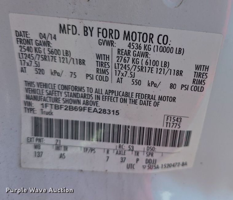 image for item EK6419 2015 Ford F250 Super Duty pickup truck