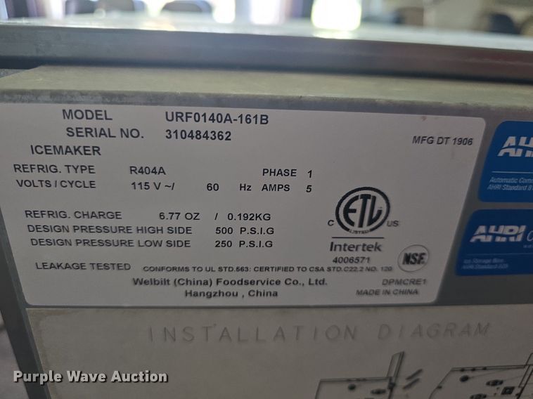 image for item EK6426 Manitowoc URF0140A-161B ice machine