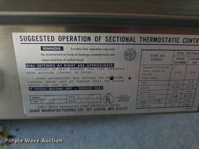 image for item EK6428 Duke steam table