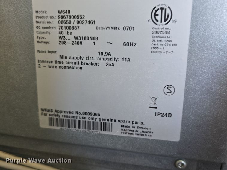 image for item EK6433 2001 Wascomat W640 washing machine