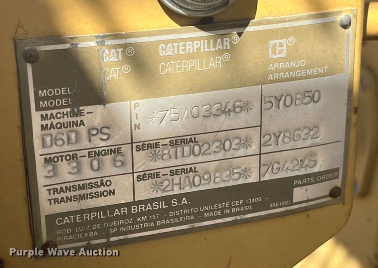 image for item EK8983 1990 Caterpillar  D6D PS dozer