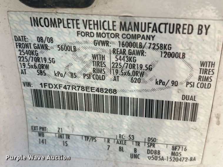 image for item EK8998 2008 Ford F450 Super Duty XL flatbed truck