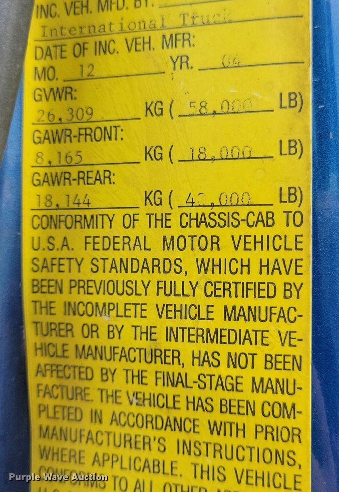 image for item KA9867 2005 International 7400 dump truck