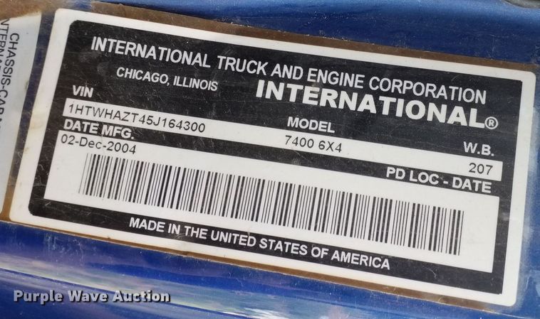 image for item KA9867 2005 International 7400 dump truck