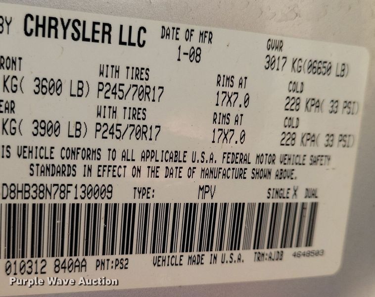 image for item KA9870 2008 Dodge  Durango SUV