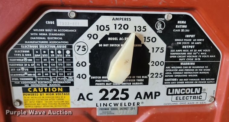 image for item KA9878 Lincoln AC 225 Lincwelder welder