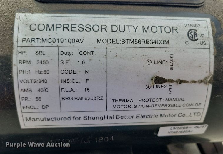 image for item KA9885 2009 Campbell Hausfeld VT627505AJ air compressor