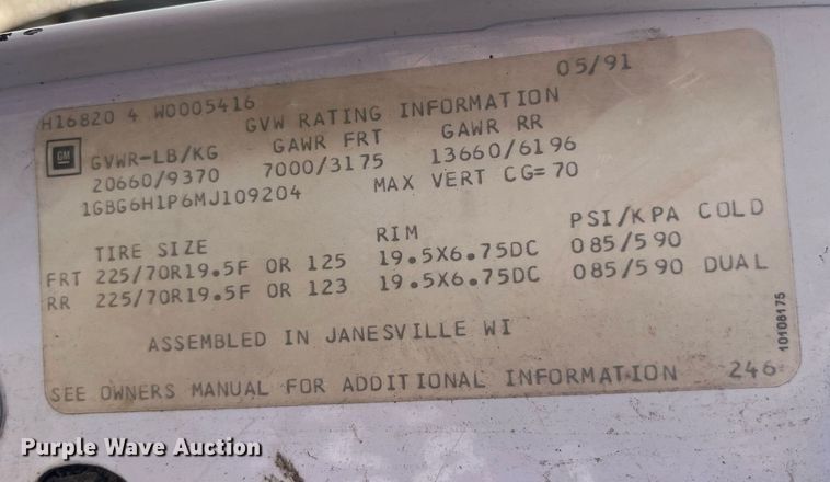 image for item LC9034 1991 Chevrolet Kodiak C6500 flatbed truck