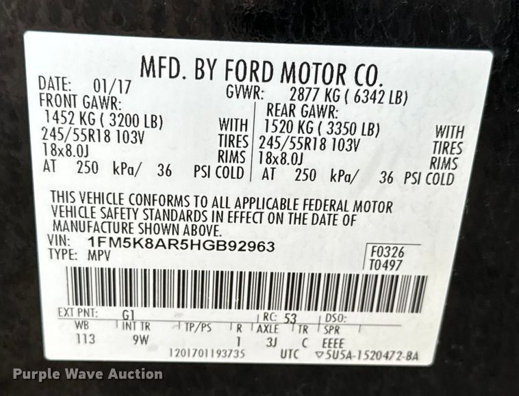 image for item LF9976 2017 Ford Explorer Police Interceptor SUV