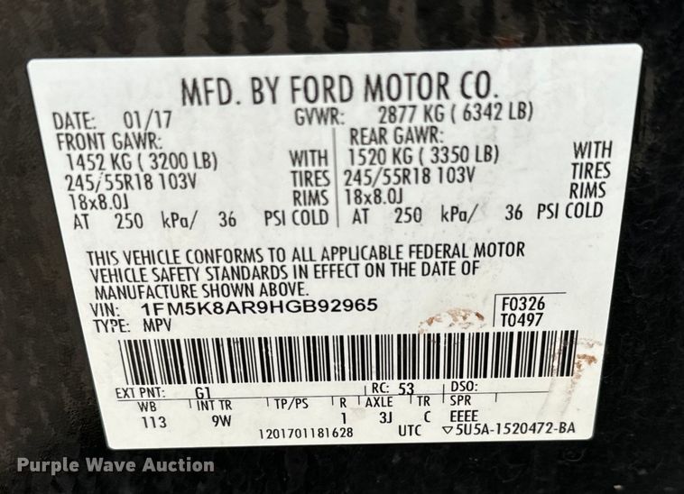 image for item LF9978 2017 Ford Explorer Police Interceptor SUV