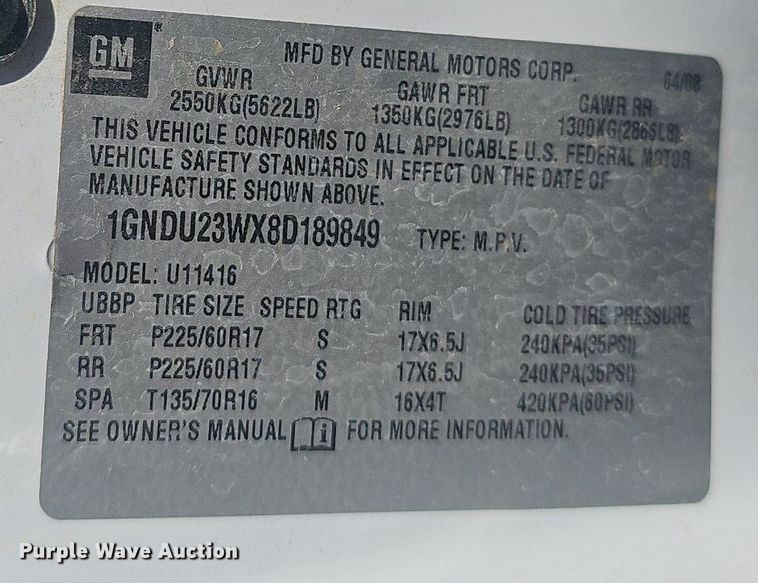 image for item NX9094 2008 Chevrolet Uplander LS van