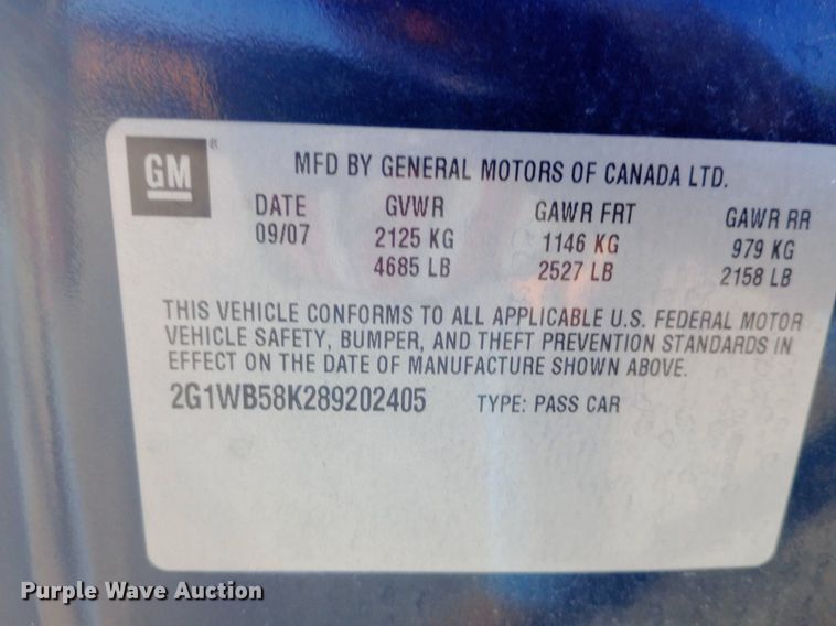 image for item NY9499 2008 Chevrolet  Impala 