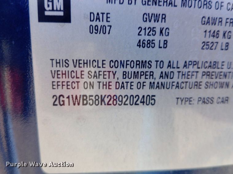 image for item NY9499 2008 Chevrolet  Impala 