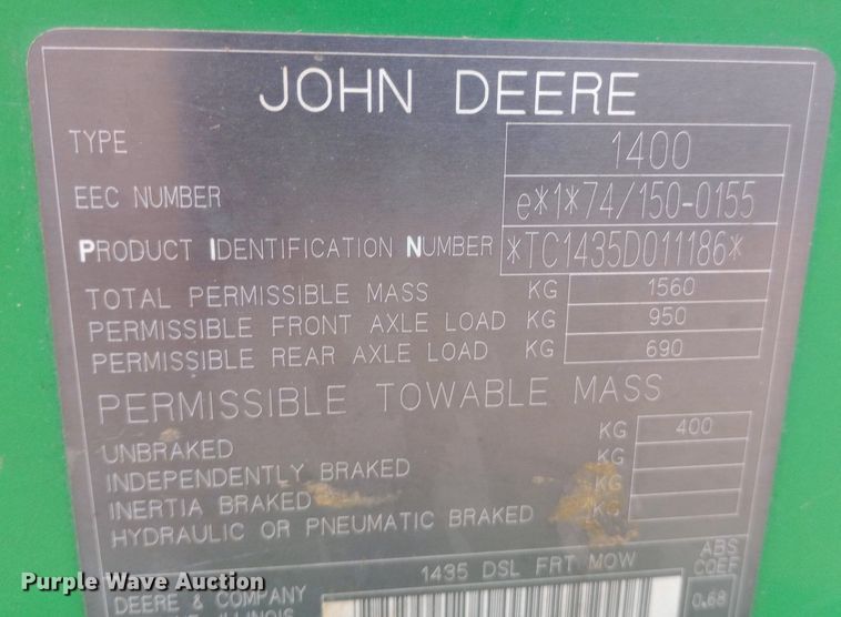 image for item NY9510 John Deere 1435 lawn mower