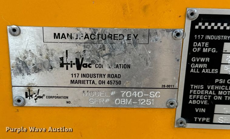 image for item OF9974 2009 O'Brien 7040-SC sewer jetter trailer