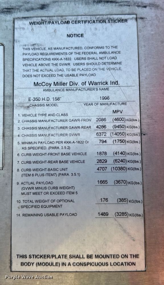 image for item OF9985 2006 Ford  E450 Super Duty ambulance