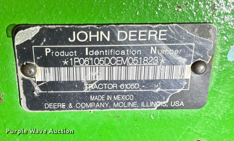 image for item OG9648 2014 John Deere  6105D tractor