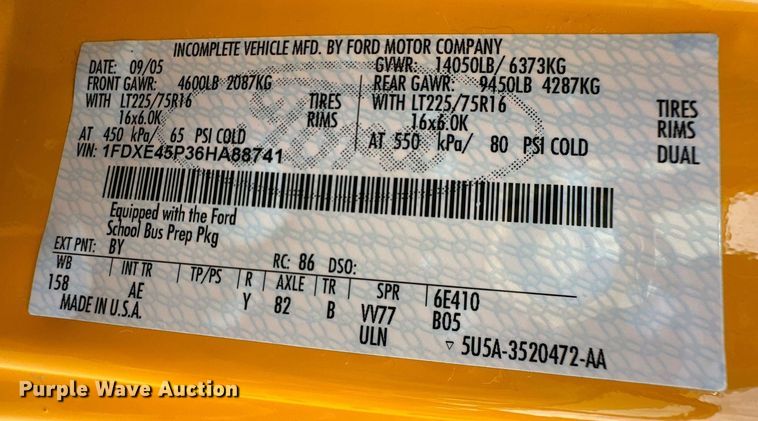 image for item OM9650 2006 Ford F450 Super Duty school bus