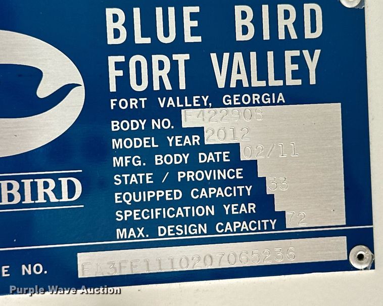 image for item OM9653 2012 Blue Bird All American school bus