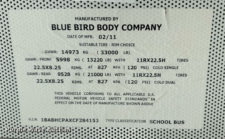 image for item OM9653 2012 Blue Bird All American school bus