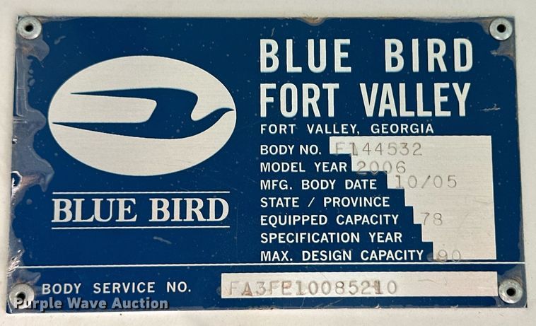 image for item OM9656 2006 Blue Bird All American school bus