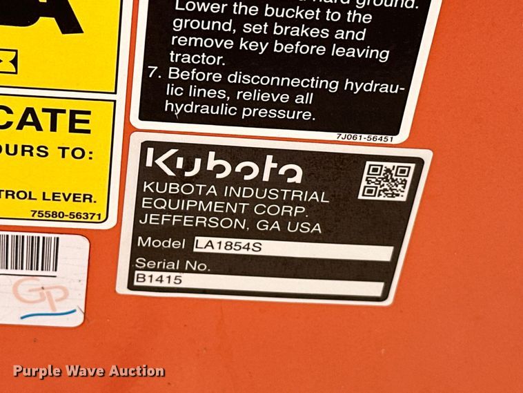 image for item DO7160 Kubota LA1854S loader