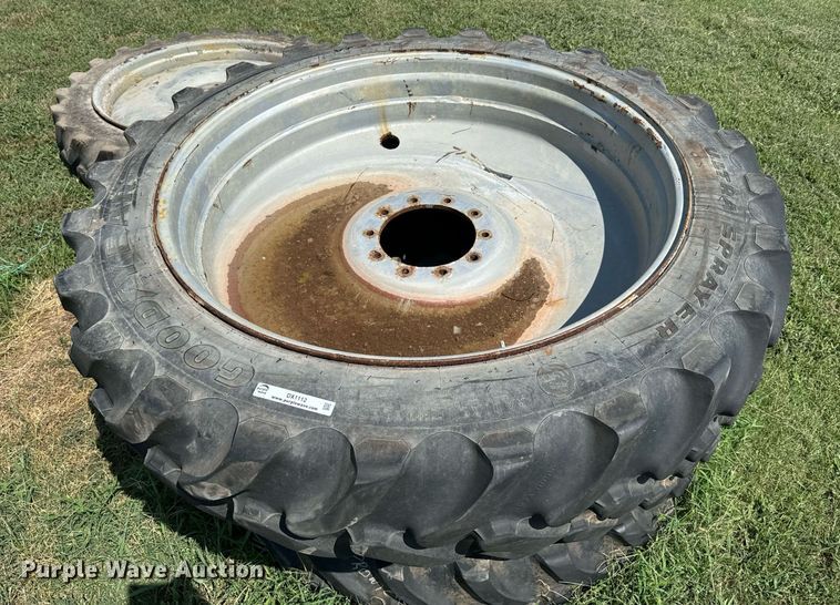 image for item DX1112 (4) Goodyear VF380/75R50 row crop tires and wheels