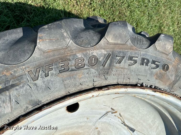 image for item DX1112 (4) Goodyear VF380/75R50 row crop tires and wheels
