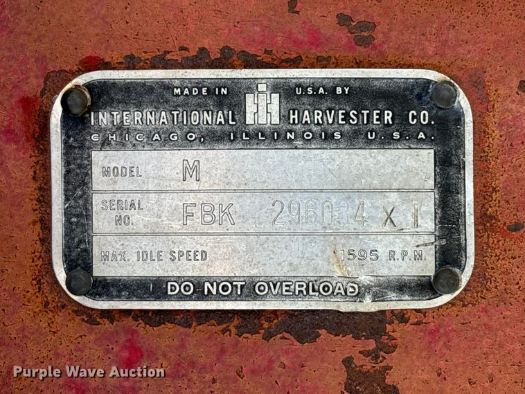 image for item EE7550 1952 International Harvester Farmall M tractor